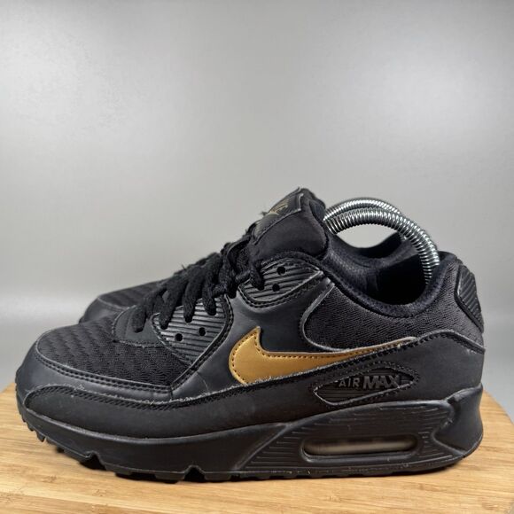 S Nike Air Max 90 Essential Black Metallic Gold US Men's Size 7.5 AV7894-00 - Picture 3 of 8